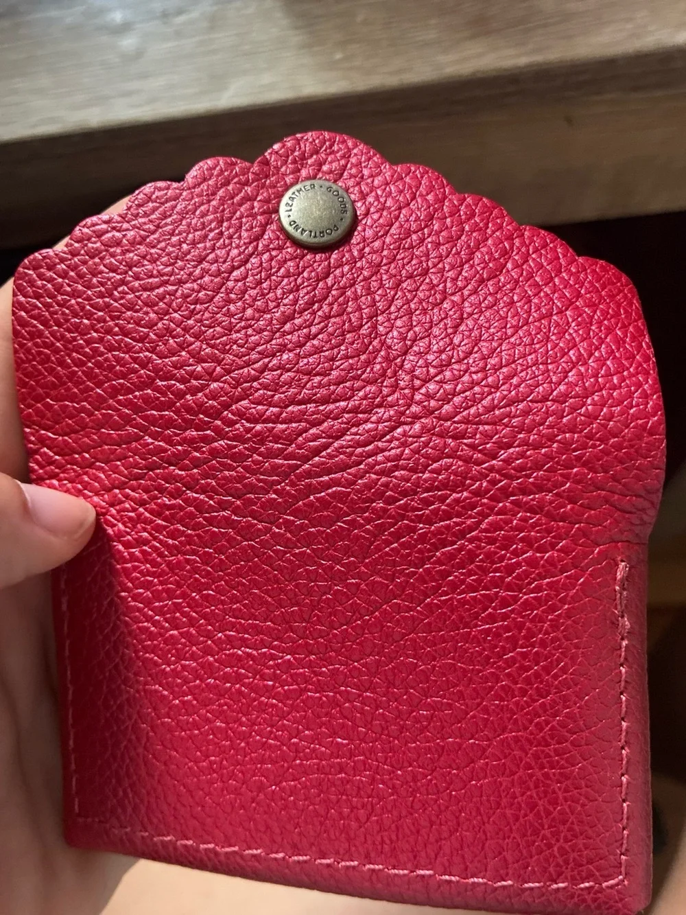 Portland Leather Goods  Deep Chili Red Mini Daisy wallet coin card purse Snap